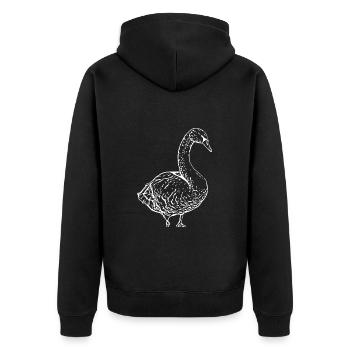 Schwan weiß Ente Vogel Gans - Unisex Premium Bio Zip Hoodie - Schwarz - Hinten - Nico (187cm)