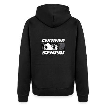 Certified Senpai Anime Manga Zertifizierter Senpai - Unisex Premium Bio Zip Hoodie - Schwarz - Hinten - Nico (187cm)
