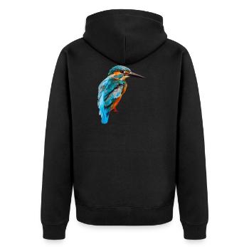 063 - Eisvogel - Unisex Premium Bio Zip Hoodie - Schwarz - Hinten - Nico (187cm)