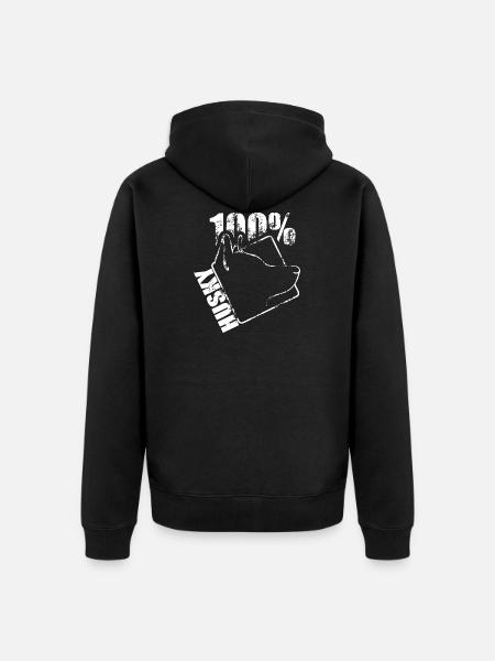 HUSKY 100 - Unisex Premium Organic Zip Hoodie - black