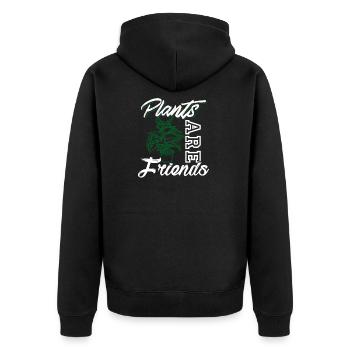 Pflanzen sind Freunde - Unisex Premium Bio Zip Hoodie - Schwarz - Hinten - Nico (187cm)
