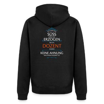 Dozent Beruf - Unisex Premium Bio Zip Hoodie - Schwarz - Hinten - Nico (187cm)