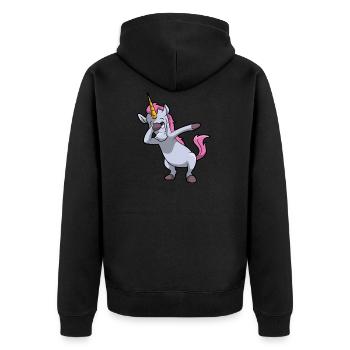 Tamponnant Unicorn enfant drôle cadeau d'anniversaire - Veste à capuche bio Premium Unisexe - noir - Dos - Nico (187cm)