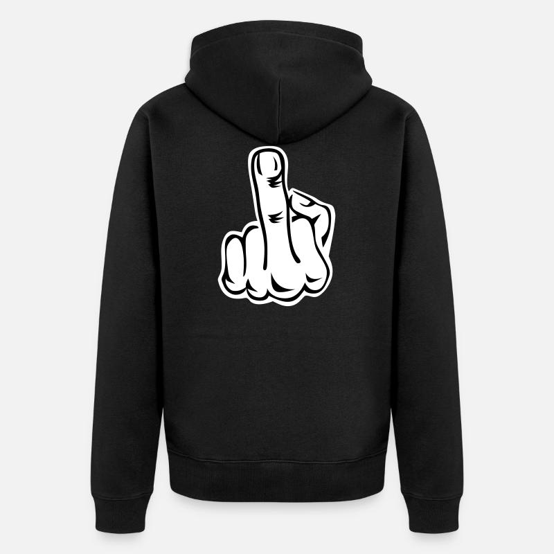 Stinkefinger Middle Finger 2c - Unisex Premium Bio Zip Hoodie - Schwarz