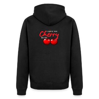 I love you couple in love cherry valentines day - Unisex Premium Organic Zip Hoodie - black - Back - Nico (187cm)