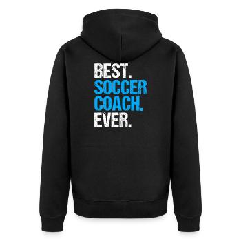 Best Fußballtrainer aller Zeiten Geschenk - Unisex Premium Bio Zip Hoodie - Schwarz - Hinten - Nico (187cm)