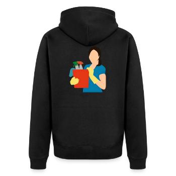 cleaning cleaning cleaning woman broom wischmop38 - Unisex Premium Organic Zip Hoodie - black - Back - Nico (187cm)