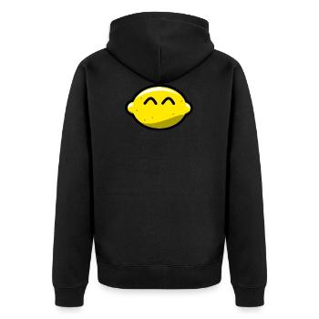 Lustige Zitrone - Unisex Premium Bio Zip Hoodie - Schwarz - Hinten - Nico (187cm)