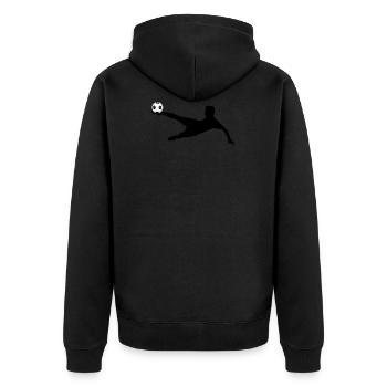 Fußball / Fallrückzieher - Unisex Premium Bio Zip Hoodie - Schwarz - Hinten - Nico (187cm)