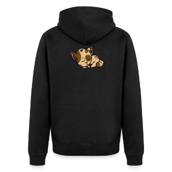 Schlafende Katze Comic Figur - Geschenkidee - Unisex Premium Bio Zip Hoodie - Schwarz - Hinten - Nico (187cm)