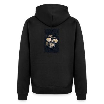 Cooler Affe mit Sonnenbrille - Unisex Premium Bio Zip Hoodie - Schwarz - Hinten - Nico (187cm)