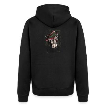 pirate monkey - Unisex Premium Organic Zip Hoodie - black - Back - Nico (187cm)