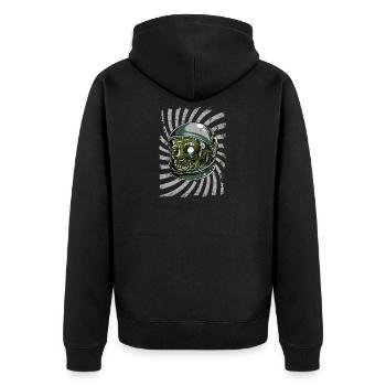 Astronauten Alien - Unisex Premium Bio Zip Hoodie - Schwarz - Hinten - Nico (187cm)