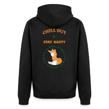 Chill out - Unisex Premium Bio Zip Hoodie - Schwarz - Hinten - Nico (187cm)