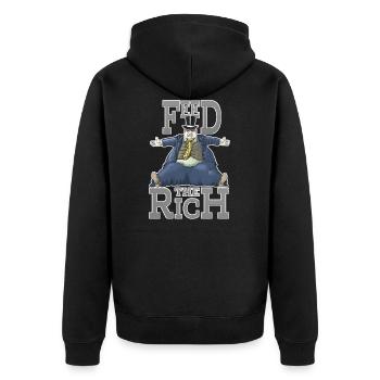 Feed the Rich - Feed the Rich - Unisex Premium Organic Zip Hoodie - black - Back - Nico (187cm)