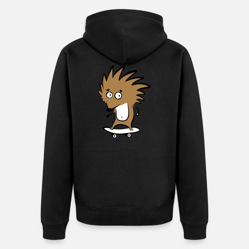 Skate-Igel "Knut H. Heckmann" - Unisex Premium Bio Zip Hoodie - Schwarz