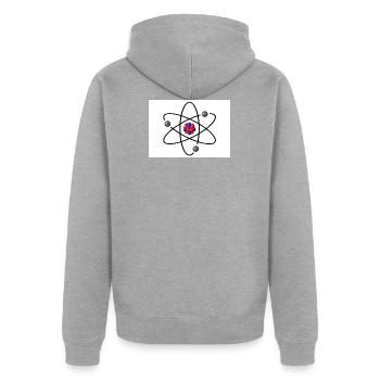 Particules de physique de l'idée de cadeau de la théorie du big bang - Veste à capuche bio Premium Unisexe - gris chiné - Dos - Nico (187cm)