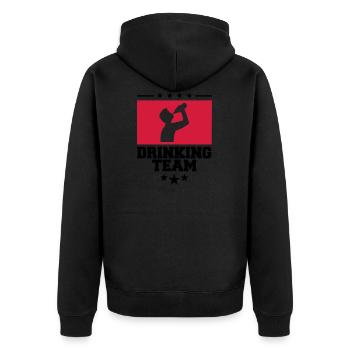 crest cool logo text alcohol beer sau - Unisex Premium Organic Zip Hoodie - black - Back - Nico (187cm)
