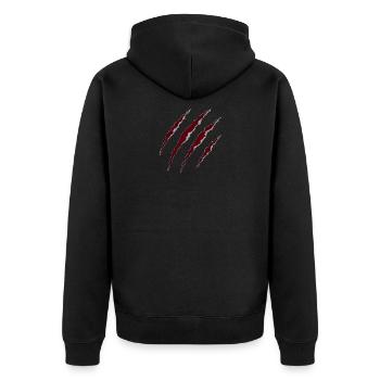 CLAW MARKS - Unisex Premium Bio Zip Hoodie - Schwarz - Hinten - Nico (187cm)