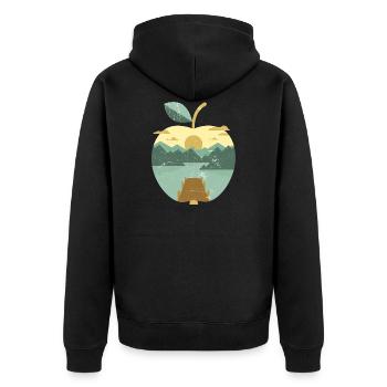 Apple panorama Vintage - Veste à capuche bio Premium Unisexe - noir - Dos - Nico (187cm)