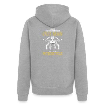 motorcycle - Unisex Premium Organic Zip Hoodie - heather grey - Back - Nico (187cm)