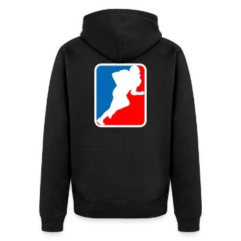 football logo - Unisex Premium Bio Zip Hoodie - Schwarz - Hinten - Nico (187cm)