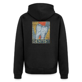 Retro vintage dentist - Unisex Premium Organic Zip Hoodie - black - Back - Nico (187cm)