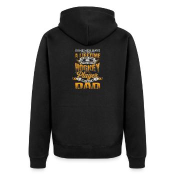Ice Hockey Papa Player Child Son Daughter Gift - Unisex Premium Organic Zip Hoodie - black - Back - Nico (187cm)