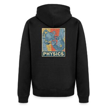 Physik - Unisex Premium Bio Zip Hoodie - Schwarz - Hinten - Nico (187cm)