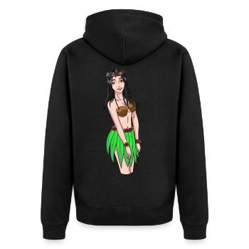 Hawaiian Mädchen Fantasy Erotic Urlaub Strand sex - Unisex Premium Bio Zip Hoodie - Schwarz - Hinten - Nico (187cm)