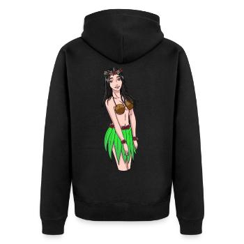 Hawaiian Mädchen Fantasy Sexy Girl Valentinstag - Unisex Premium Bio Zip Hoodie - Schwarz - Hinten - Nico (187cm)
