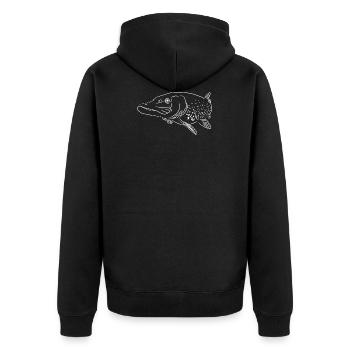 Hecht - Unisex Premium Bio Zip Hoodie - Schwarz - Hinten - Nico (187cm)