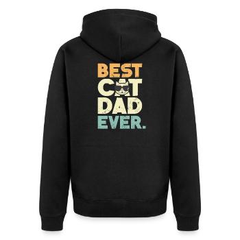 Katze Katzenpapa Katzenbesitzer Cat Dad Geschenk - Unisex Premium Bio Zip Hoodie - Schwarz - Hinten - Nico (187cm)