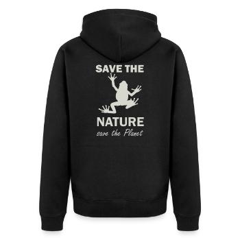 save the nature save the planet naturschutz - Unisex Premium Bio Zip Hoodie - Schwarz - Hinten - Nico (187cm)