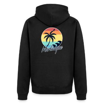 Martinique - Unisex Premium Bio Zip Hoodie - Schwarz - Hinten - Nico (187cm)