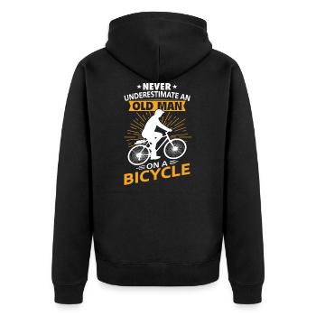 Old Man Biking Underestimate Bike Fun - Veste à capuche bio Premium Unisexe - noir - Dos - Nico (187cm)