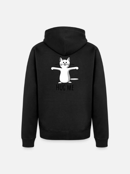 Hug me - cat (a) - Unisex Premium Organic Zip Hoodie - black