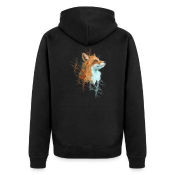 Happy the Fox - Unisex Premium Bio Zip Hoodie - Schwarz - Hinten - Nico (187cm)
