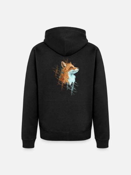 Happy the Fox - Unisex Premium Bio Zip Hoodie - Schwarz