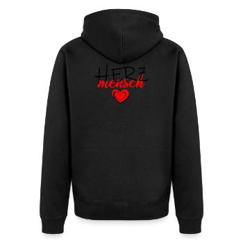 Heart man - Unisex Premium Organic Zip Hoodie - black - Back - Nico (187cm)