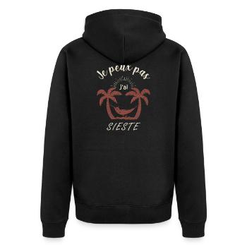 je ne peux pas j ai SIESTE cadeau noel humour - Veste à capuche bio Premium Unisexe - noir - Dos - Nico (187cm)