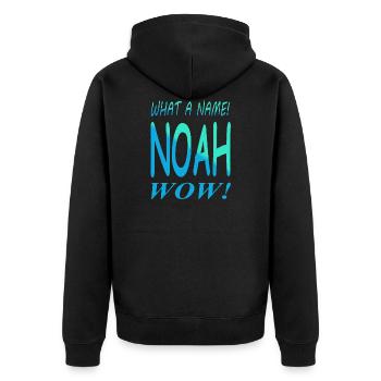 Noah Vorname Geburtsname Jungenname Geschenkidee - Unisex Premium Bio Zip Hoodie - Schwarz - Hinten - Nico (187cm)