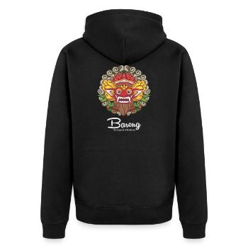 Barong - The legend of Bali - Unisex Premium Organic Zip Hoodie - black - Back - Nico (187cm)