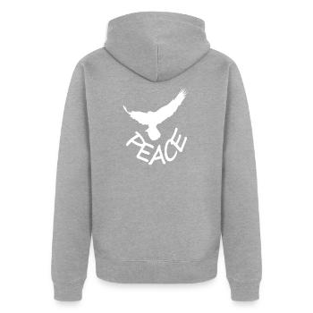 Peace Freedom Free Peace Dove Gift - Unisex Premium Organic Zip Hoodie - heather grey - Back - Nico (187cm)
