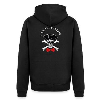 Pirat Piratenkopf Piratenschiff Kapitän Geschenk - Unisex Premium Bio Zip Hoodie - Schwarz - Hinten - Nico (187cm)