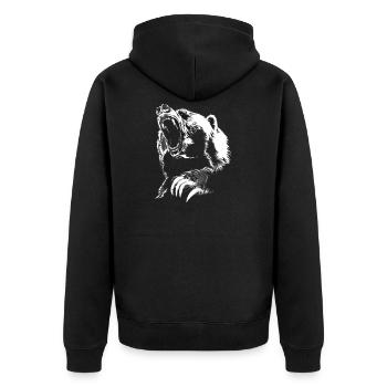 Bear Strong as a Bear Brown Bear Bear Gift Wildlife - Unisex Premium Organic Zip Hoodie - black - Back - Nico (187cm)