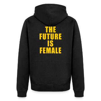 THE FUTURE IS FEMALE GESCHENK FEMINIST FEMINISM - Unisex Premium Bio Zip Hoodie - Schwarz - Hinten - Nico (187cm)
