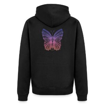 Pretty Color Patterned Butterfly - Unisex Premium Organic Zip Hoodie - black - Back - Nico (187cm)