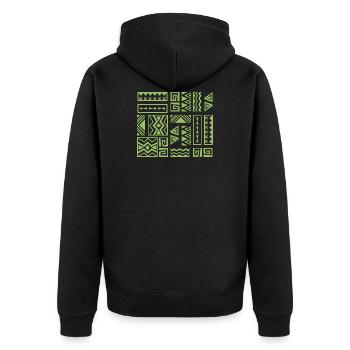 Rune Symbol Ethno Geschenk Ornament Spirit Tiki - Unisex Premium Bio Zip Hoodie - Schwarz - Hinten - Nico (187cm)
