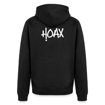Important Message - HOAX erkannt 2 - Unisex Premium Bio Zip Hoodie - Schwarz - Hinten - Nico (187cm)